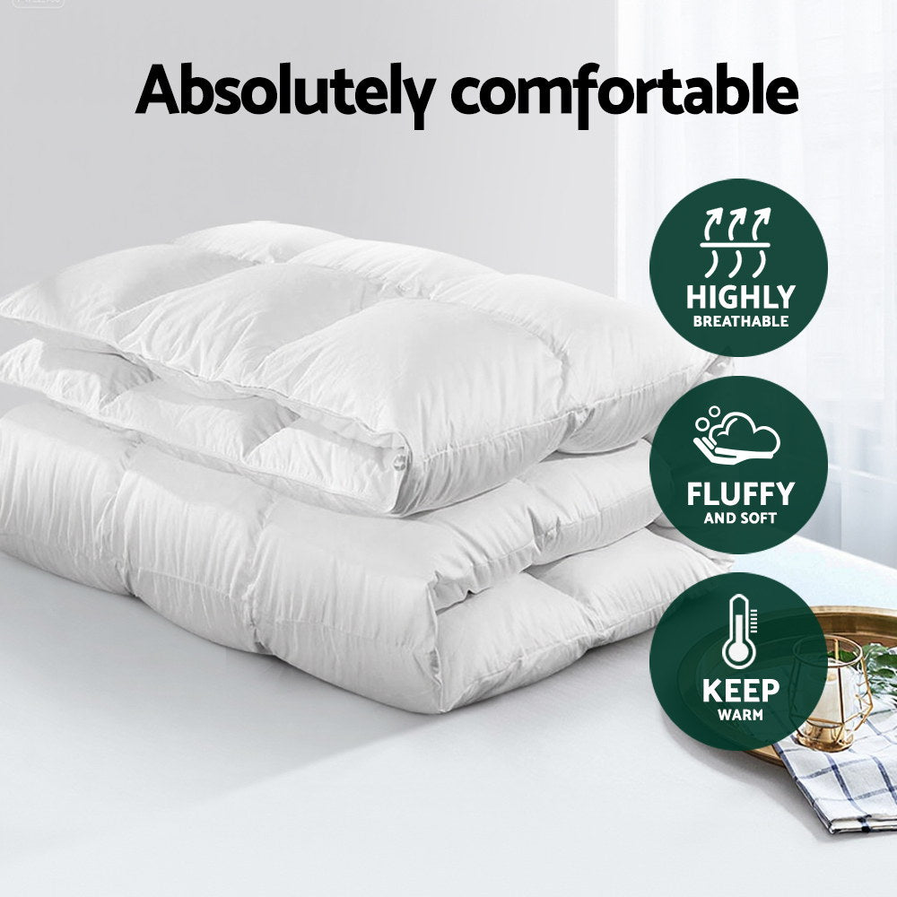 Ashton Duck Down Feather Quilt – White – Double
