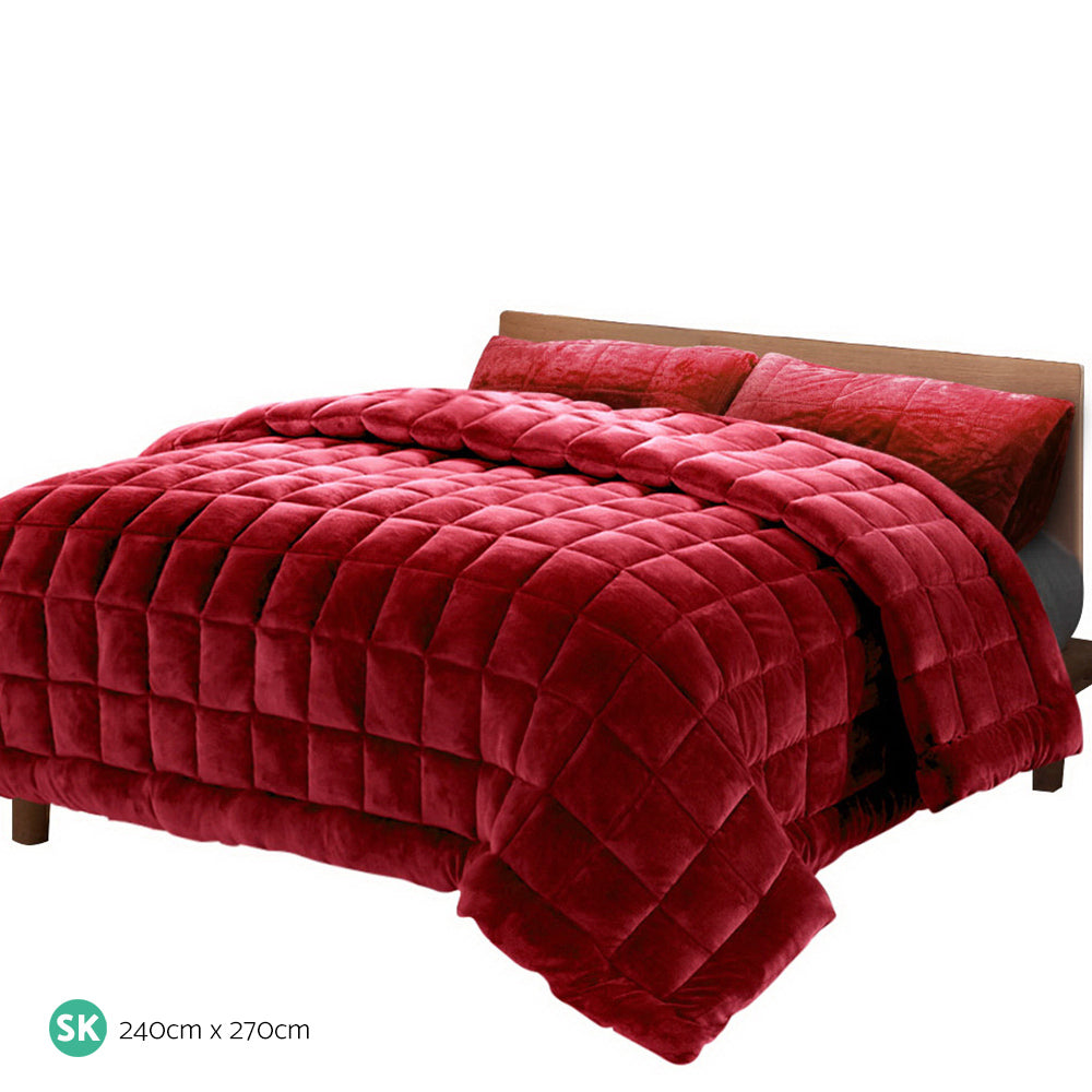Luxora Faux Mink Quilt – Burgundy – King