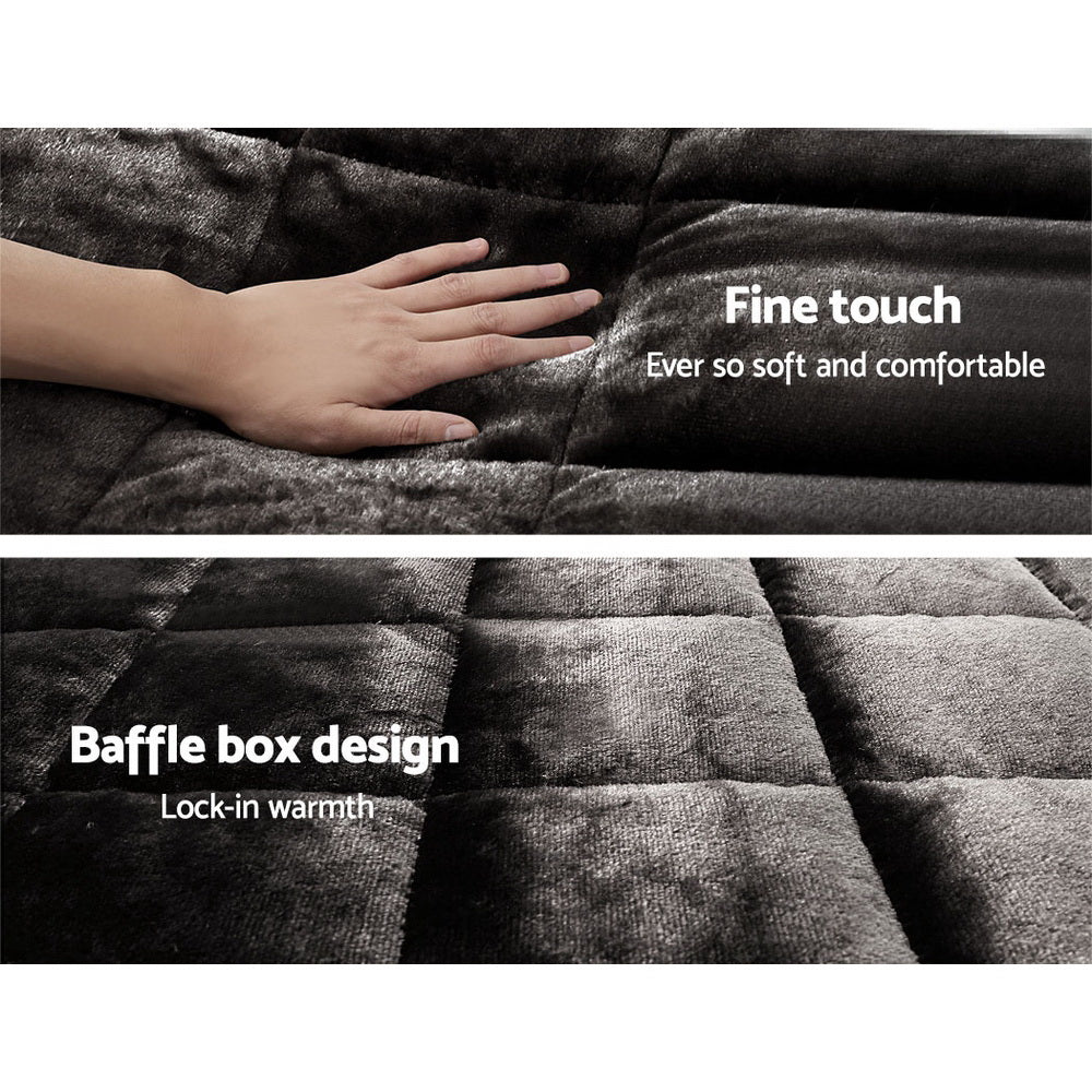 Luxora Faux Mink Quilt – Charcoal – Queen