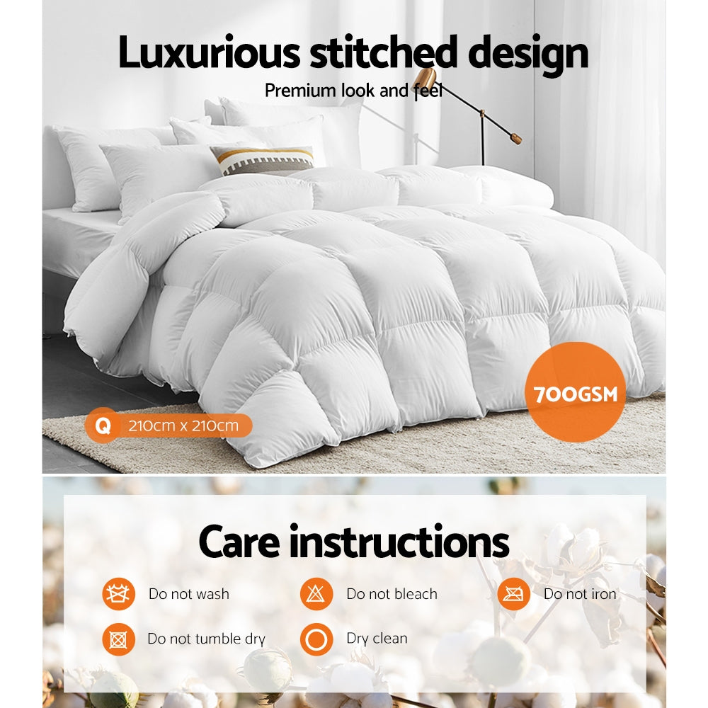 Arlo Goose Down Quilt – White – Queen