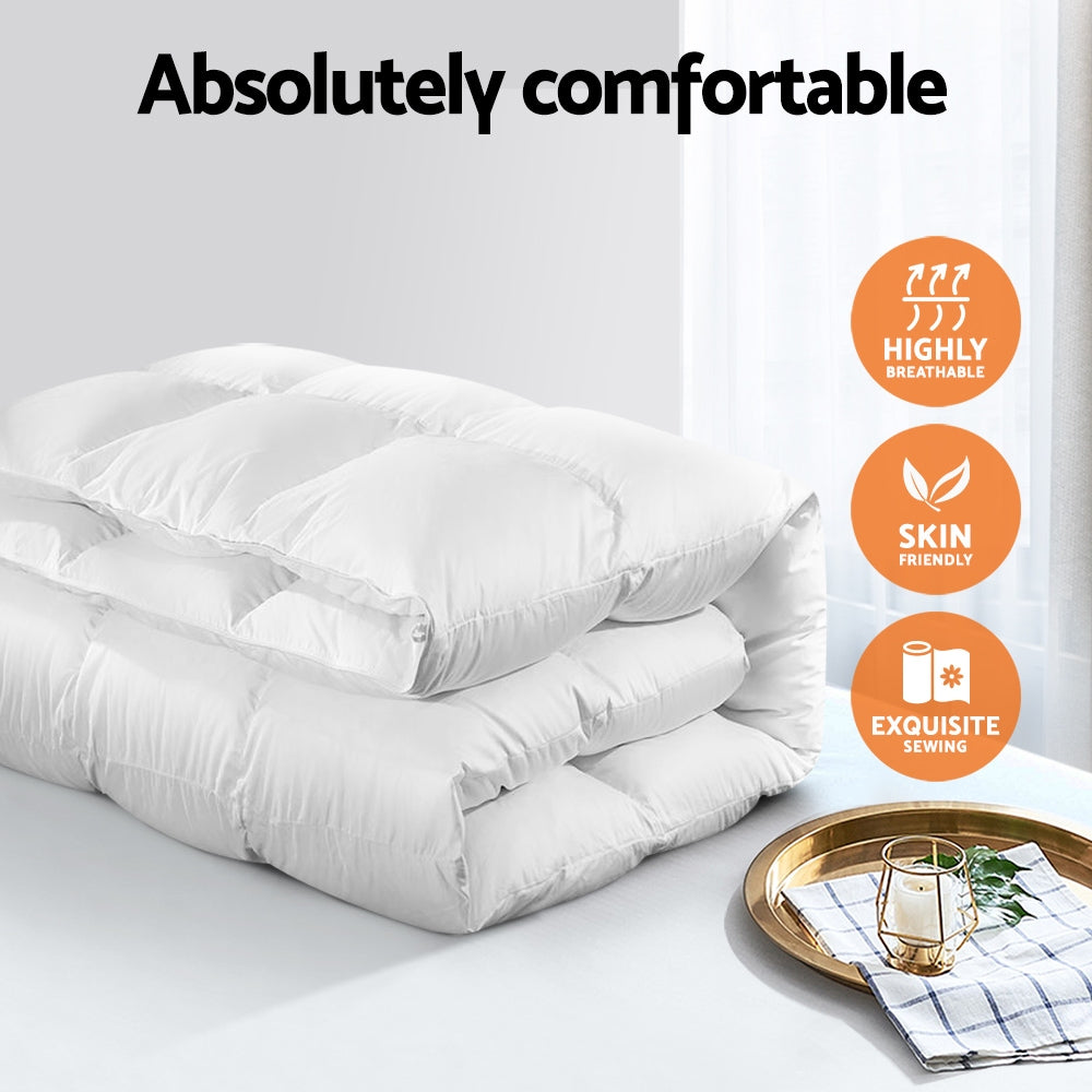Atlas Goose Down Feather Quilt – White – King – 800GSM