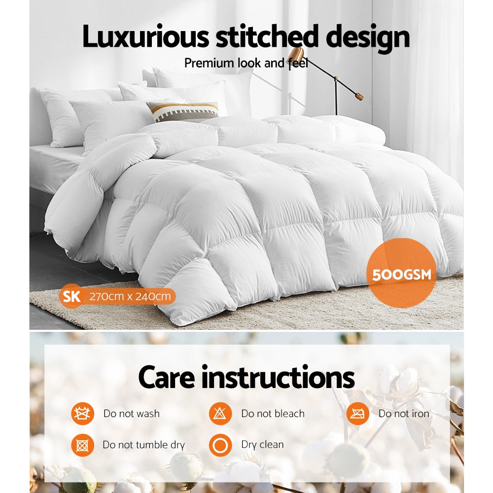 Rowan Goose Down Feather Quilt – White – Super King