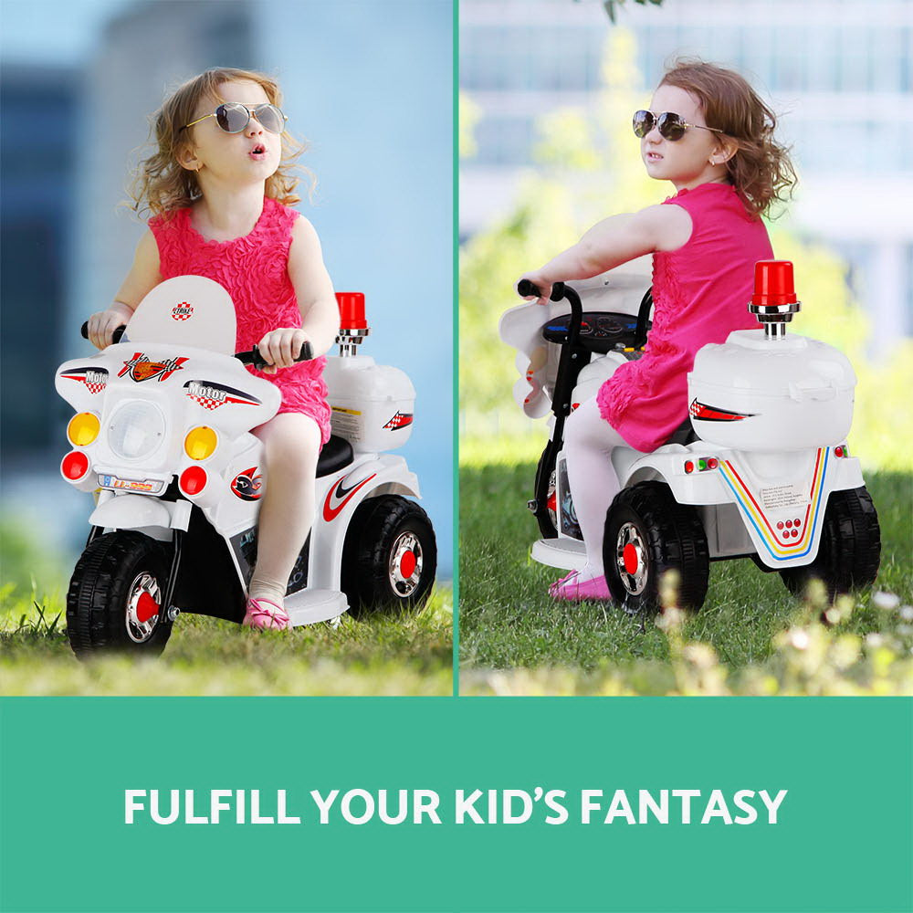 Serano Electric Police Motorbike – White – Kids