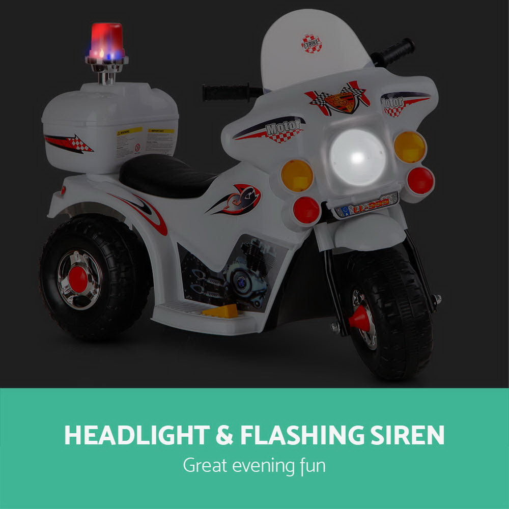 Serano Electric Police Motorbike – White – Kids