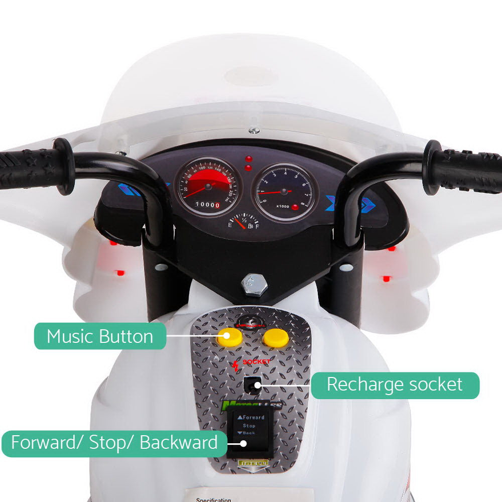 Serano Electric Police Motorbike – White – Kids