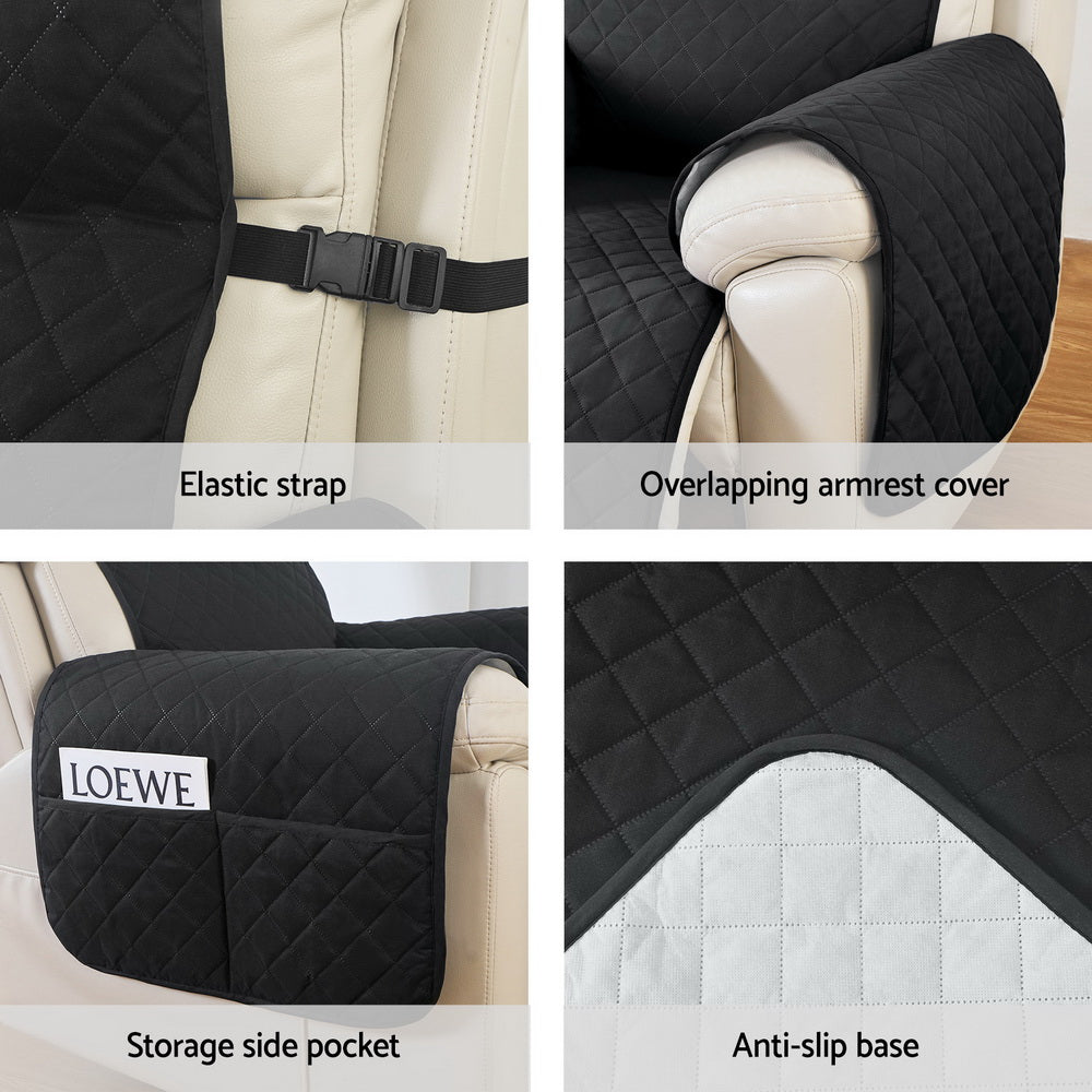 Shield Water Resistant Recliner Cover – Black – Single