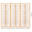 6 Panel Room Divider Screen - 261 x 179cm - Natural
