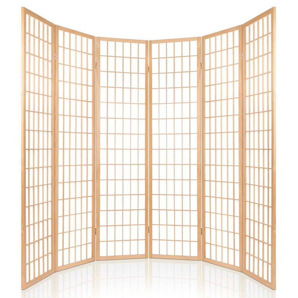 Karano 6 Panel Room Divider Screen – Natural – 261 x 179cm