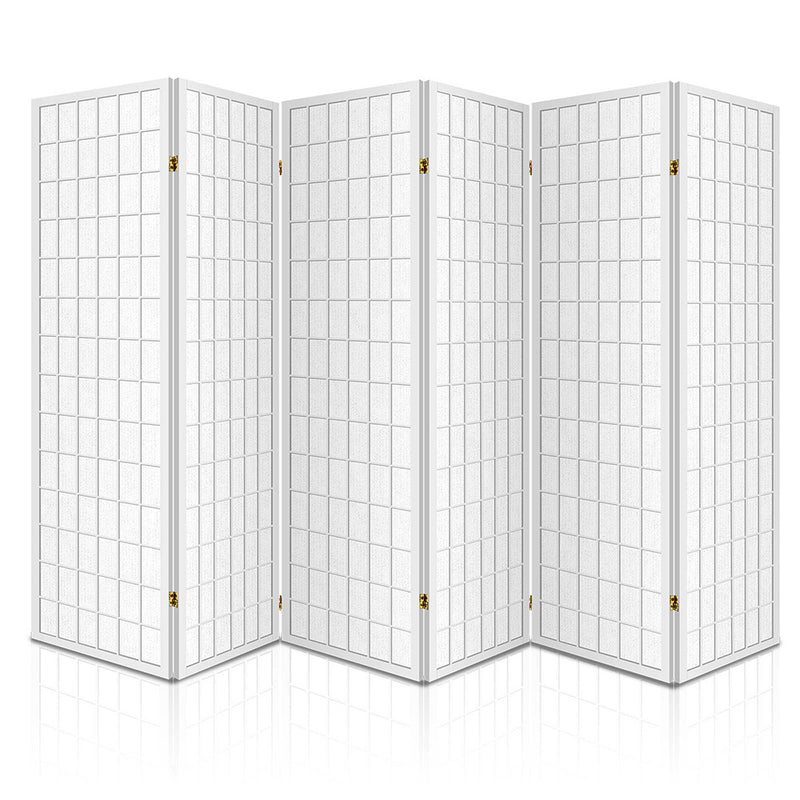 6 Panel Room Divider Screen - 261 x 179cm - White