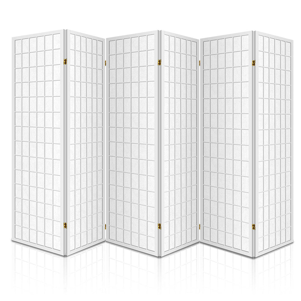 Karano 6 Panel Room Divider Screen – White – 261 x 179cm