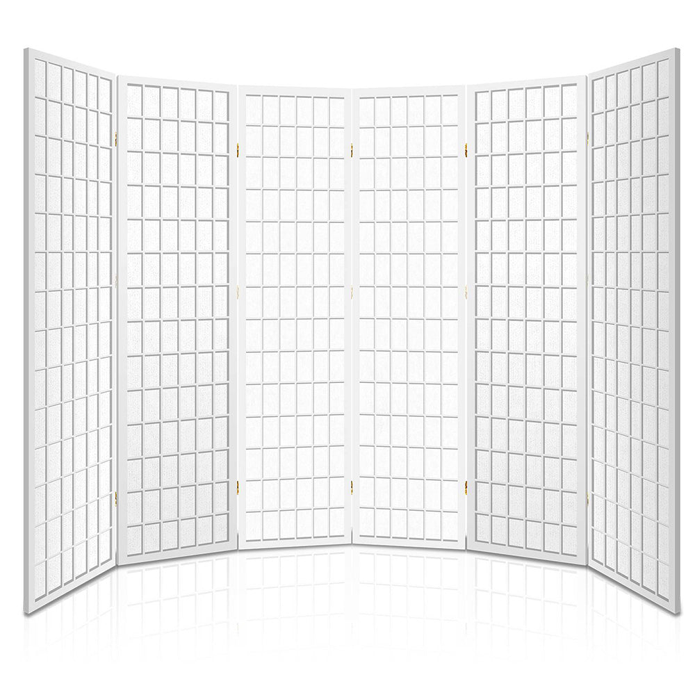 Karano 6 Panel Room Divider Screen – White – 261 x 179cm