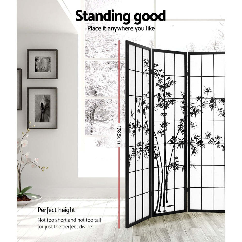 Takeshi Bamboo Room Divider – Black & White – 8 Panel