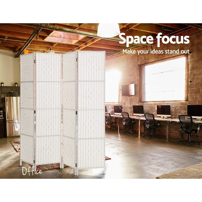 4 Panel Room Divider Screen - Woven White