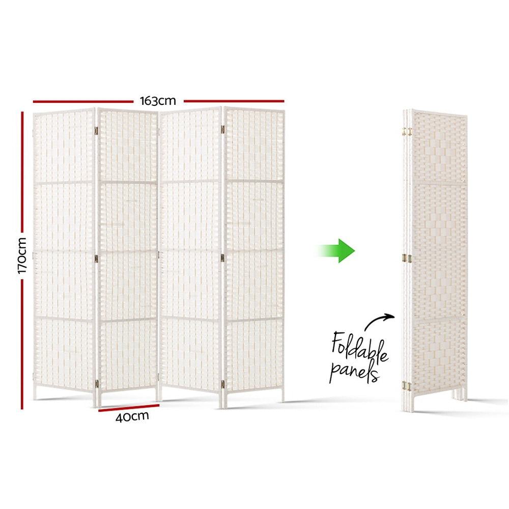 Meridian 4 Panel Room Divider Screen – White – Large