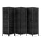 6 Panel Woven Room Divider Screen - Black