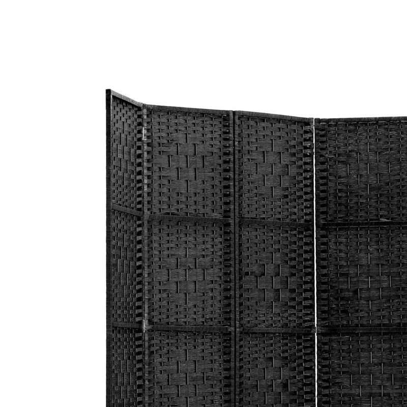 6 Panel Woven Room Divider Screen - Black