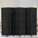 6 Panel Woven Room Divider Screen - Black