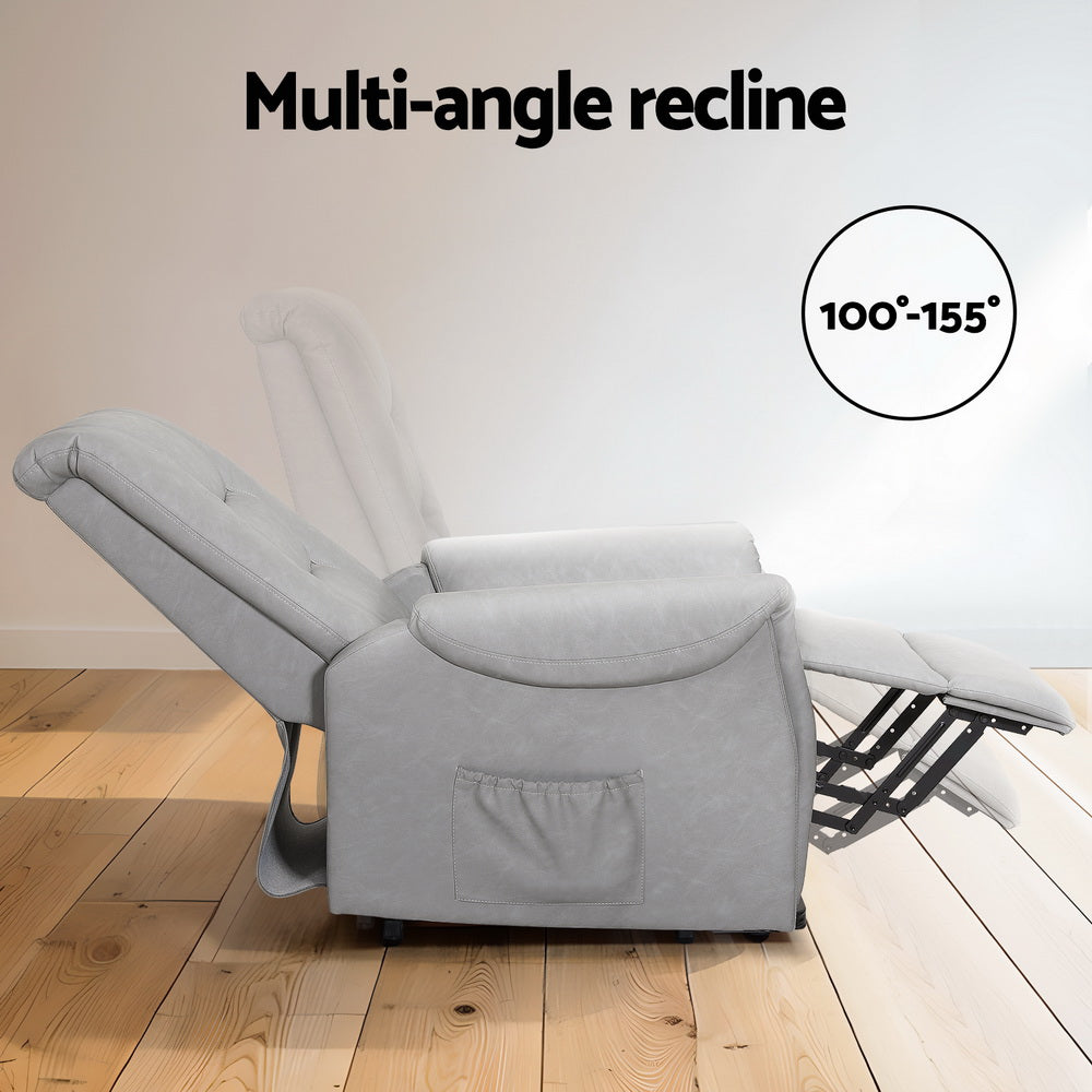 Alderon Lift Assist Recliner Chair – Grey – Single