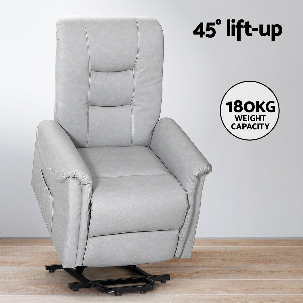 Alderon Lift Assist Recliner Chair – Grey – Single