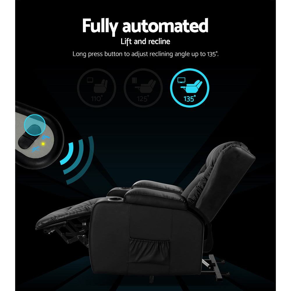 Rukwa Electric Recliner Chair with Heated Massage – Black