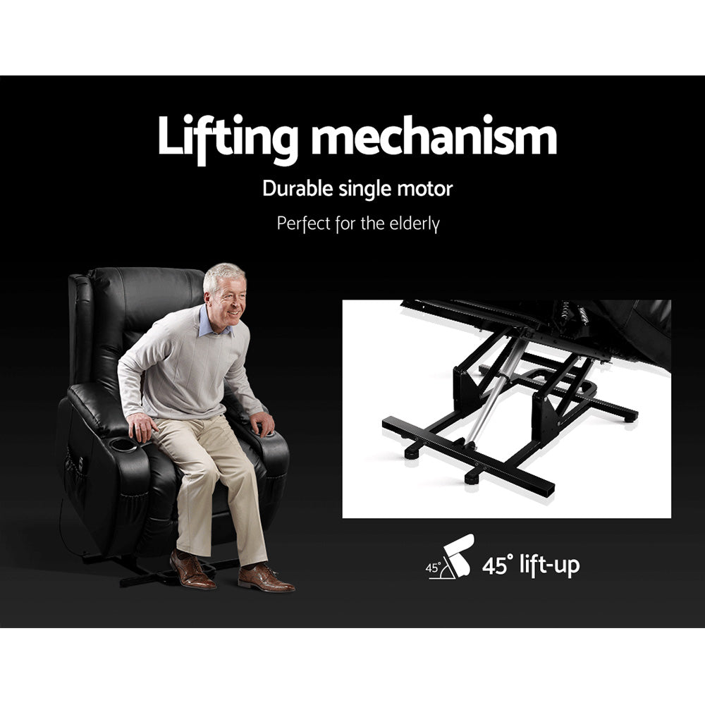 Rukwa Electric Recliner Chair with Heated Massage – Black