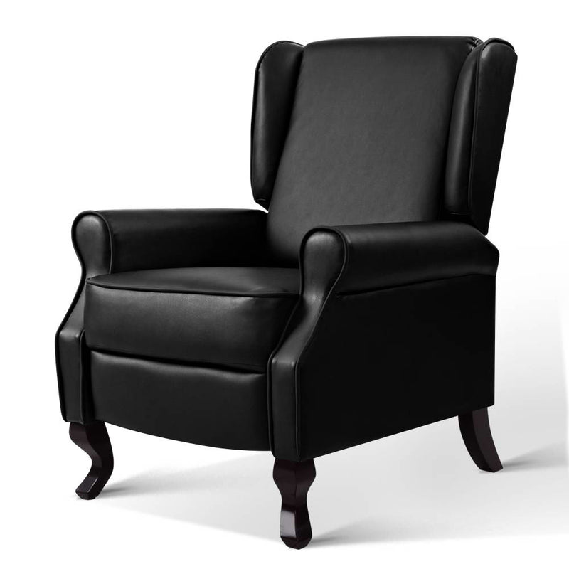 Faux Leather Recliner Armchair – Black