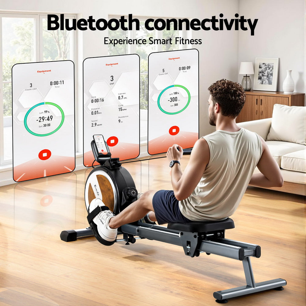 Linden Magnetic Rowing Machine – Brown – App Connect