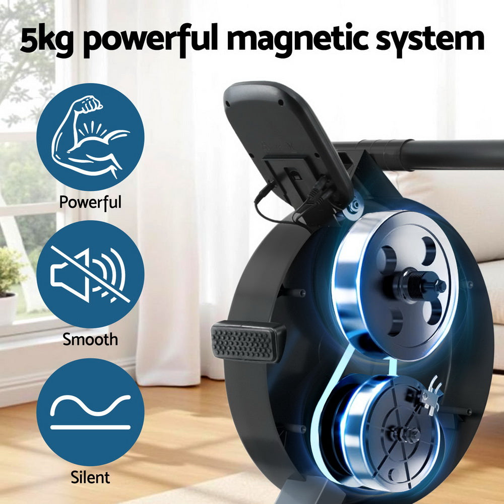 Linden Magnetic Rowing Machine – Brown – App Connect