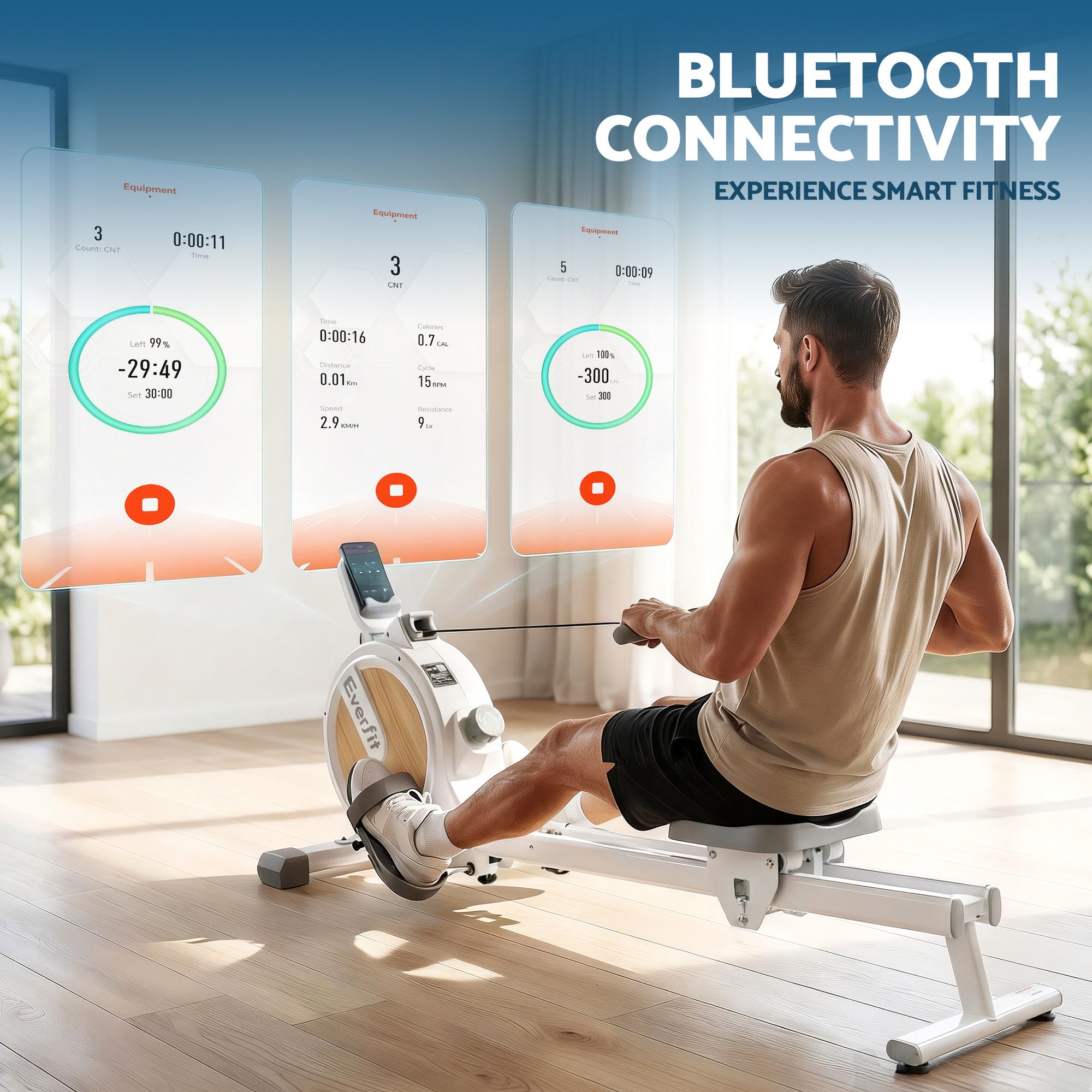 Cascade Magnetic Rowing Machine – White – App Compatible
