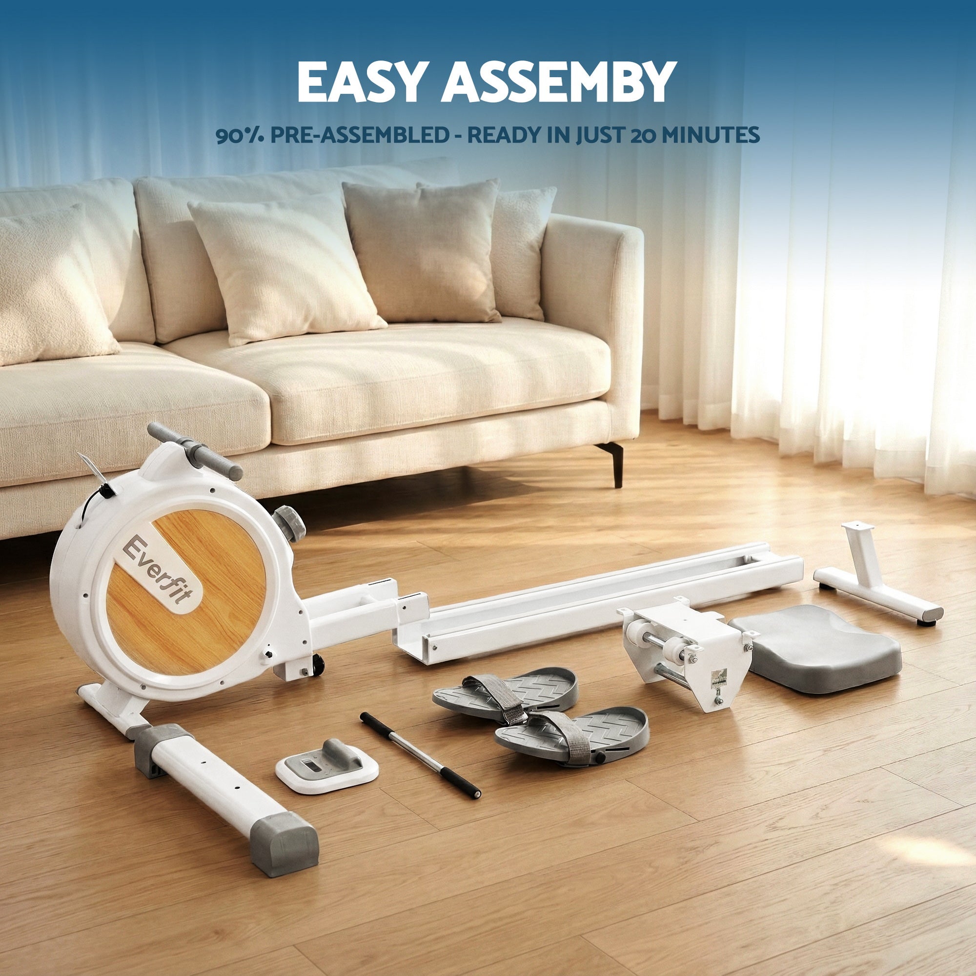 Cascade Magnetic Rowing Machine – White – App Compatible