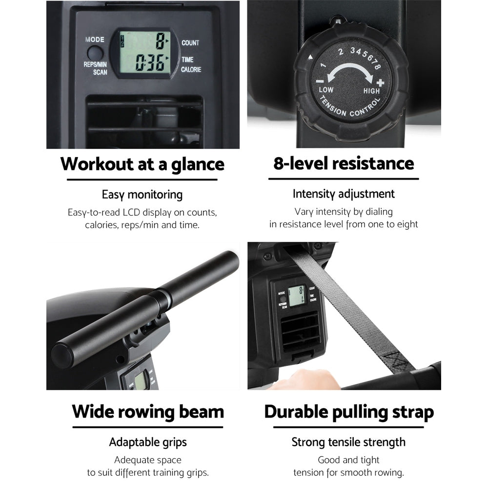 Cyclone Air Resistance Rowing Machine – Black