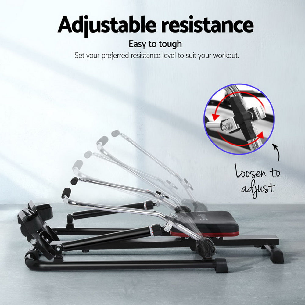 Everfit Hydraulic Rowing Machine – Black – 12 Levels