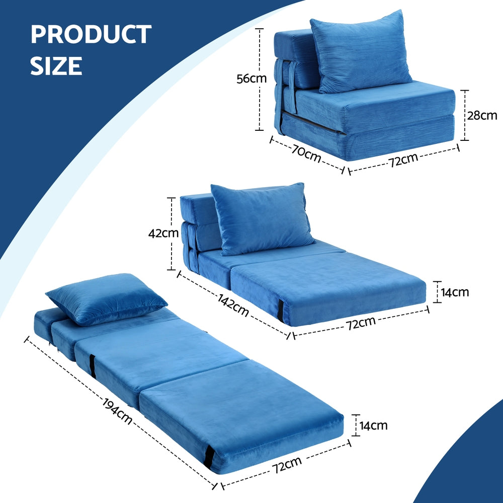 Armando Folding Sofa Bed – Blue – Single