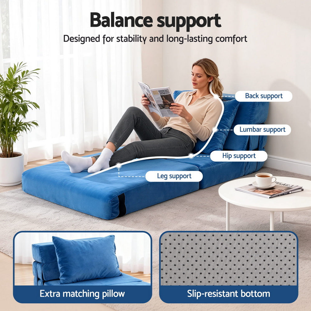 Armando Folding Sofa Bed – Blue – Single