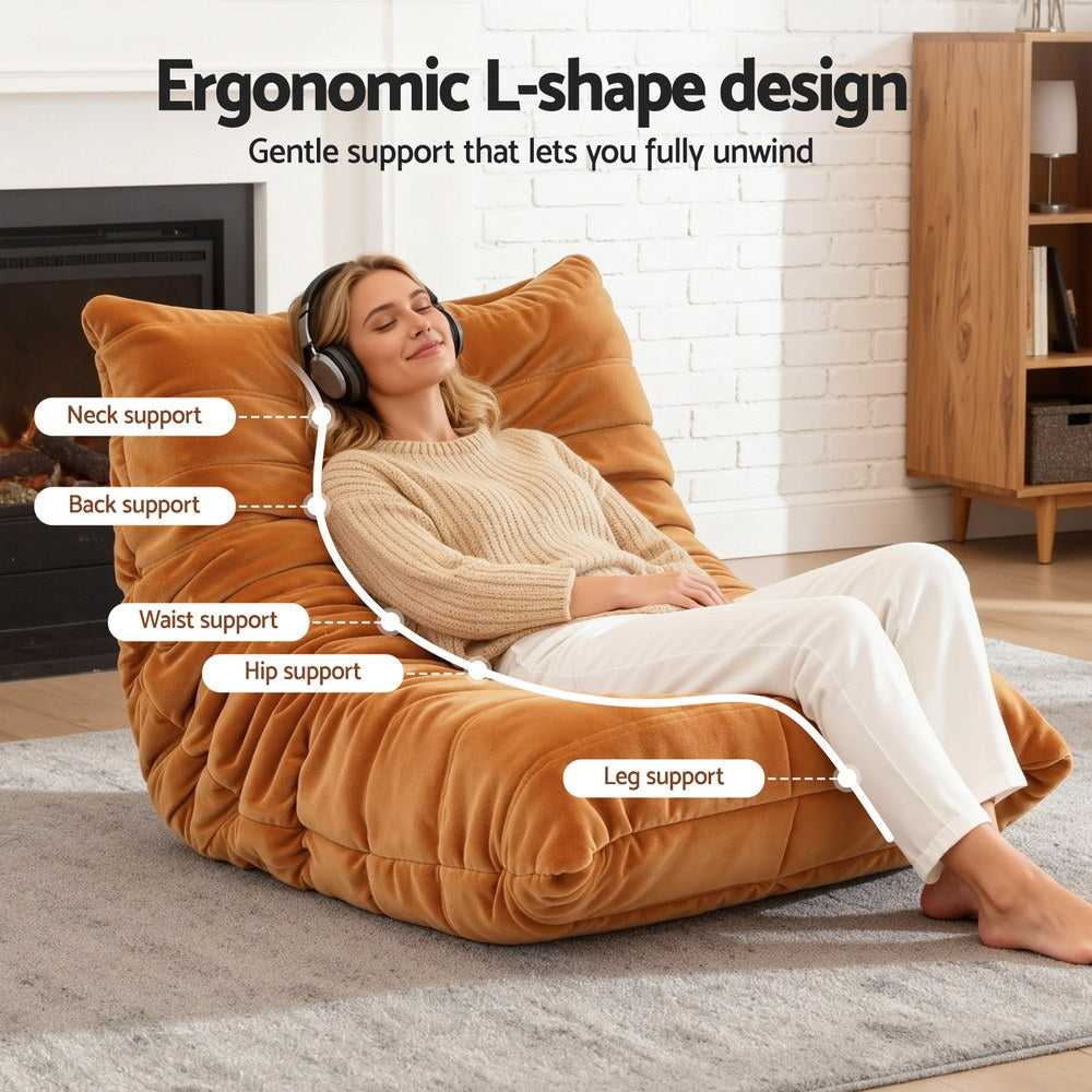 Corren Lazy Floor Lounge Chair – Brown / Wood – Single