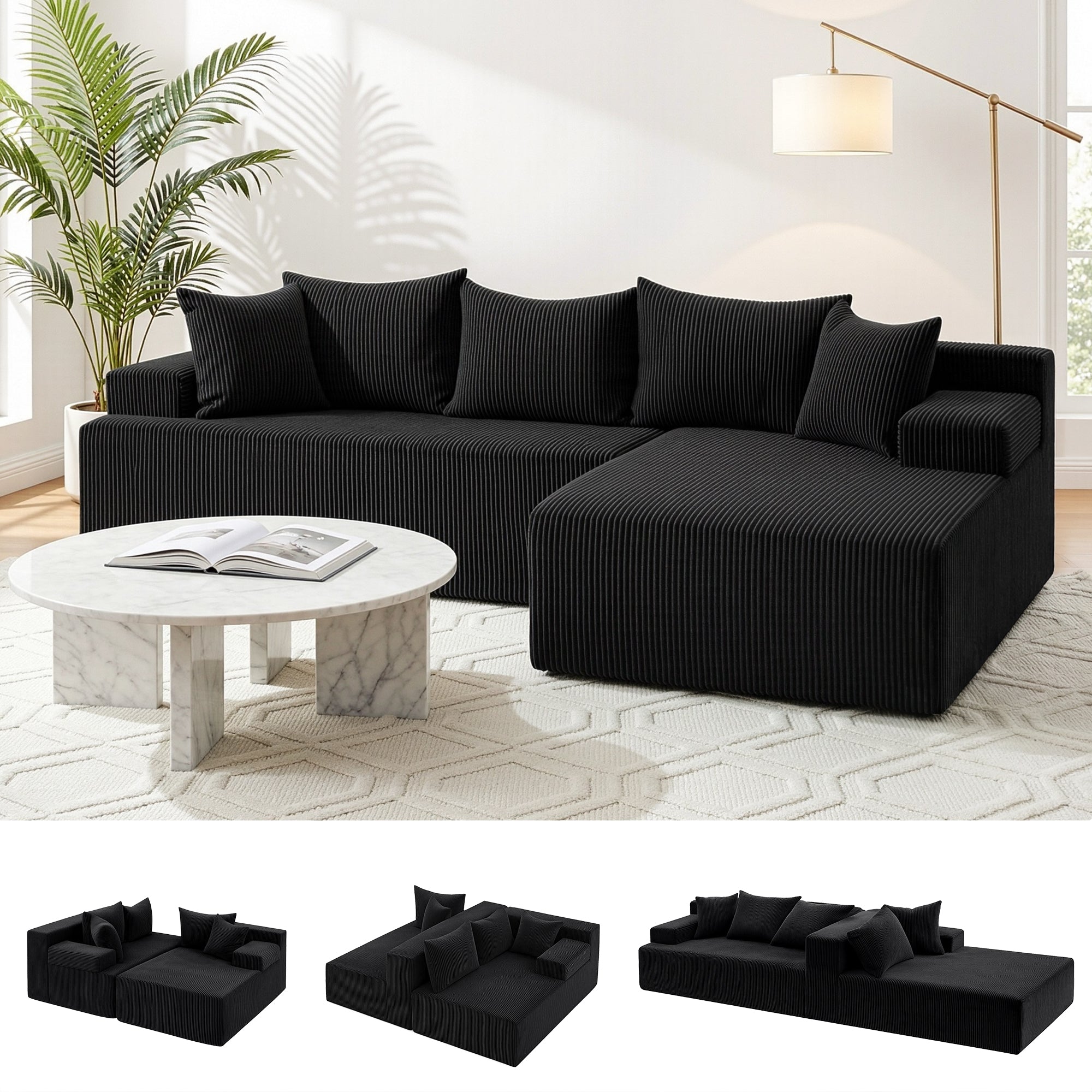 Modular Sectional Sofa Bed Convertible L - Shaped Couch with Deep Seat for Living Room