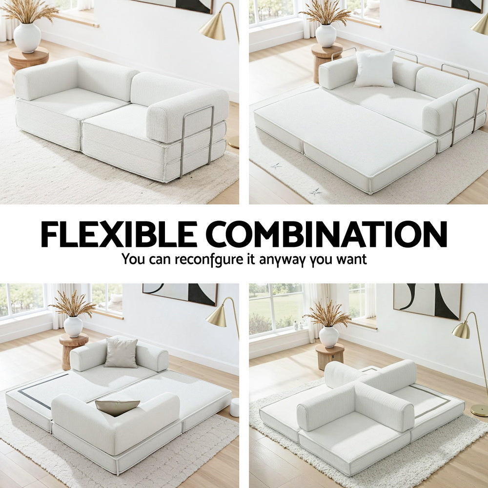 Torren Convertible Sofa Bed – Beige / Cream – 2 Seater
