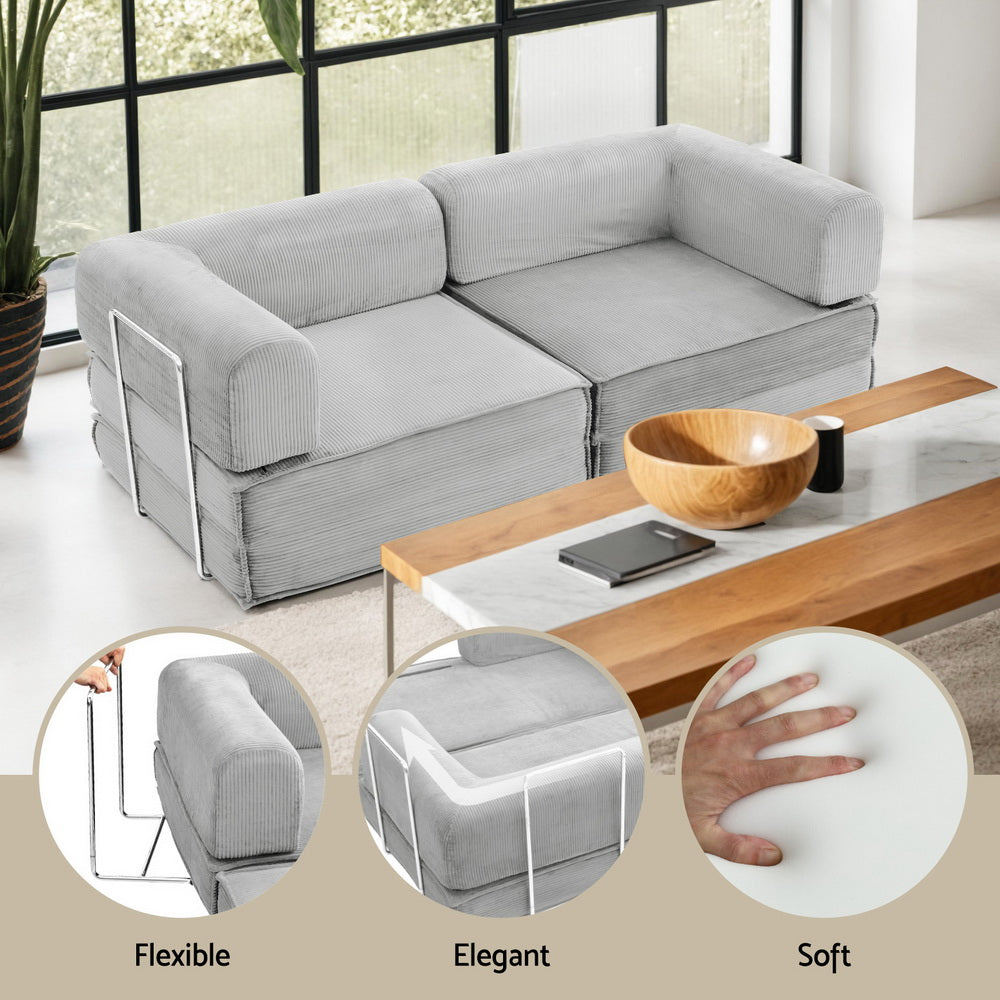 Nexus Convertible Folding Sofa Bed – Grey – 180 cm