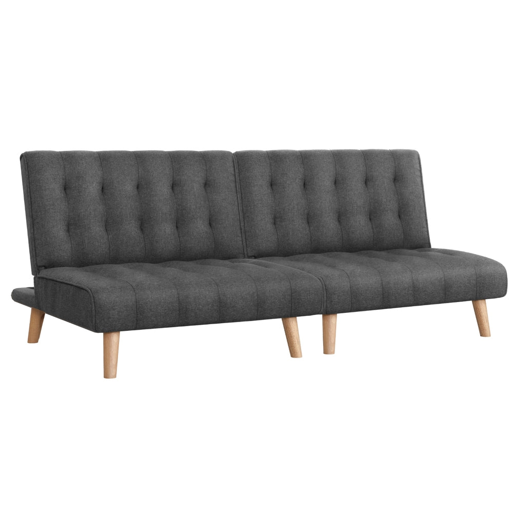Rowan 2x Sofa Bed Couch Seater Fabric Grey – Single