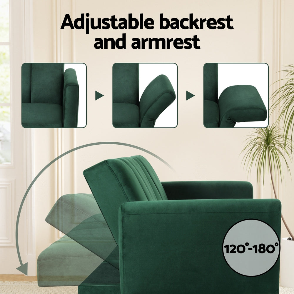 Brighton Convertible Sofa Bed – Green – 3 Seaters