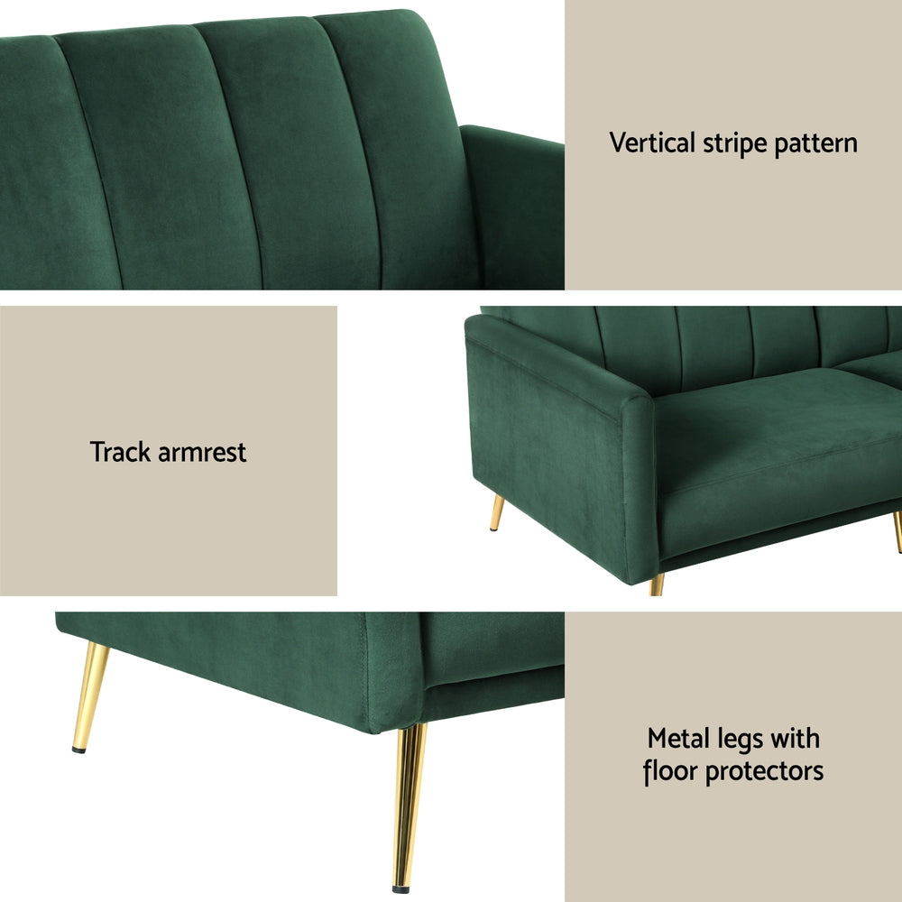 Brighton Convertible Sofa Bed – Green – 3 Seaters