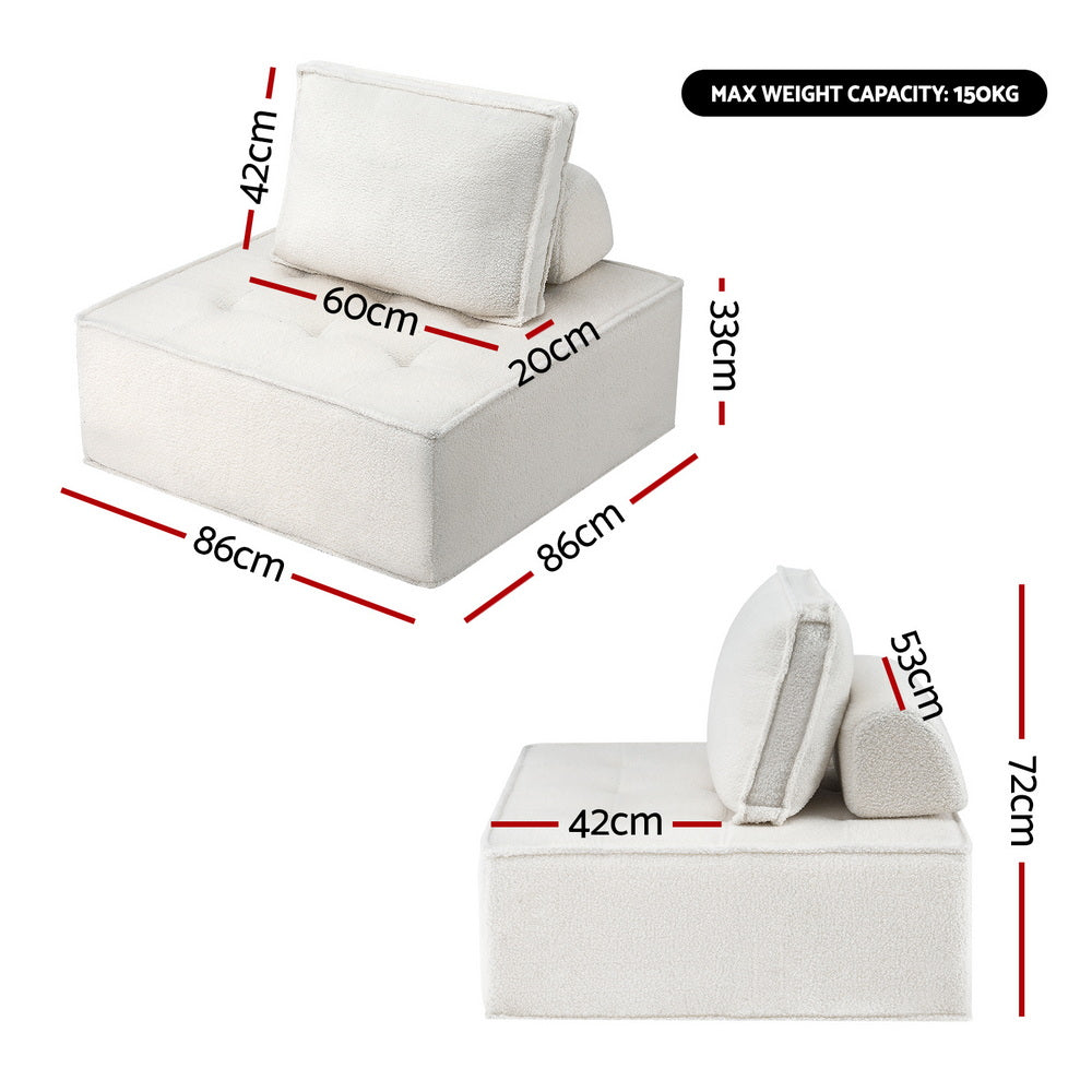 Kaiden Floor Lounge Chair – White – Single