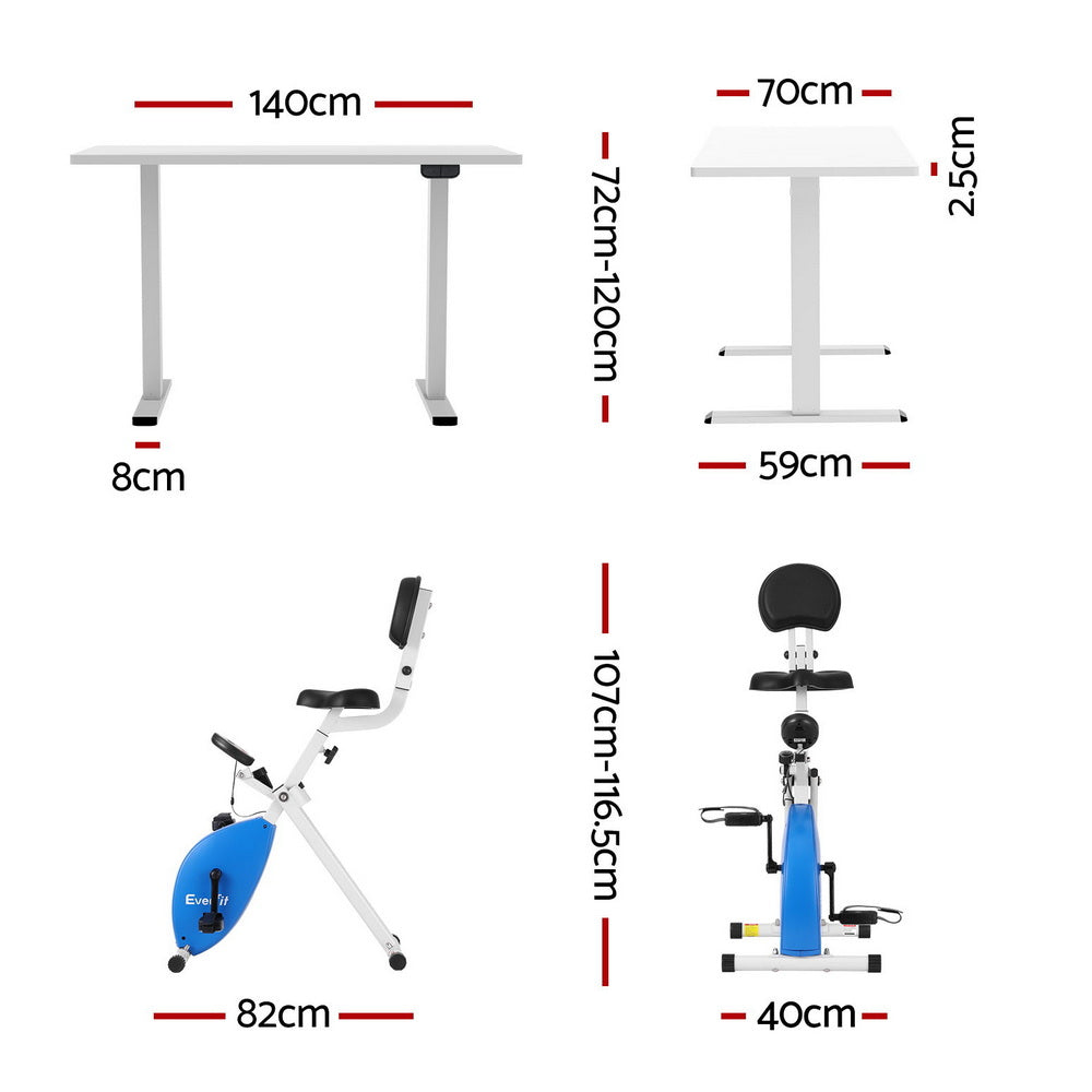 Nexus Electric Standing Desk with Exercise Bike – White – 140 cm