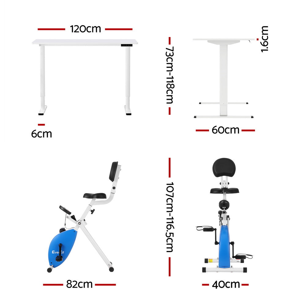 Nexus Electric Standing Desk with Exercise Bike – White – 120 cm