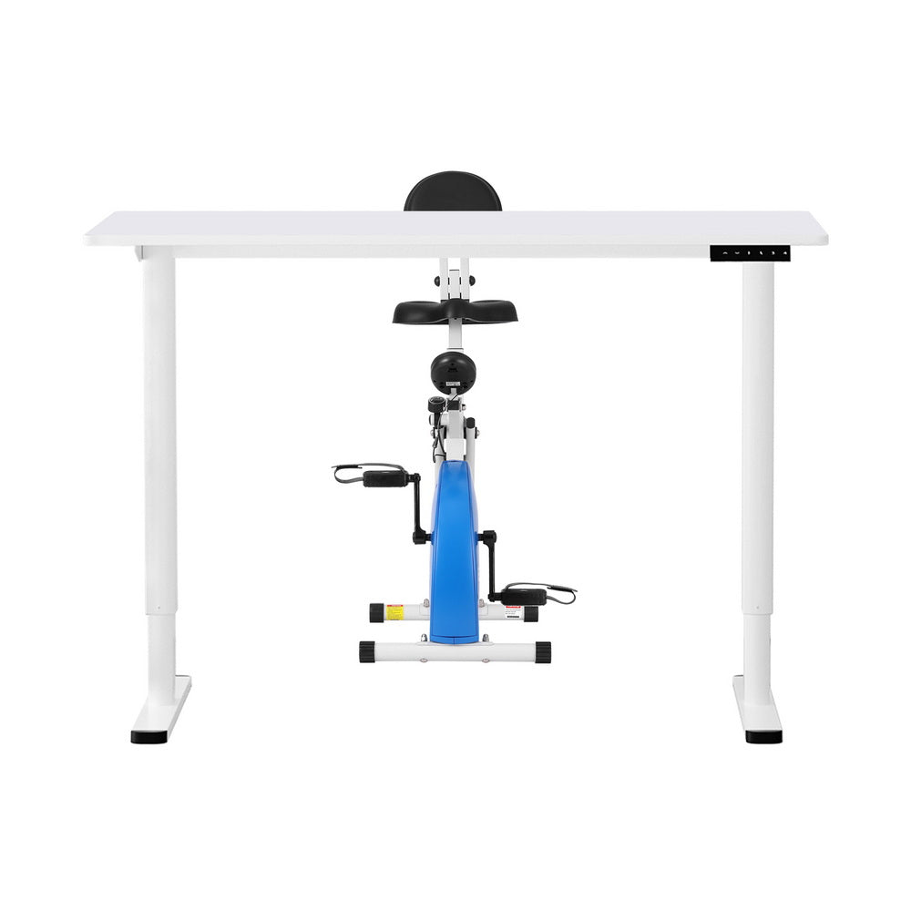 Nexus Electric Standing Desk with Exercise Bike – White – 120 cm