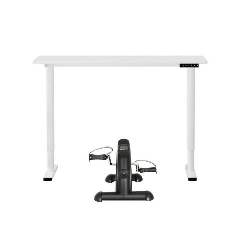 Linden Electric Standing Desk with Exercise Bike – White – 120 cm