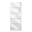 5 Drawer - Mirrored Wooden Shoe Cabinet - White