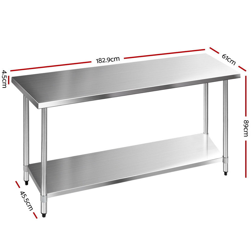 Stainless Steel Kitchen Bench – 1829x610mm