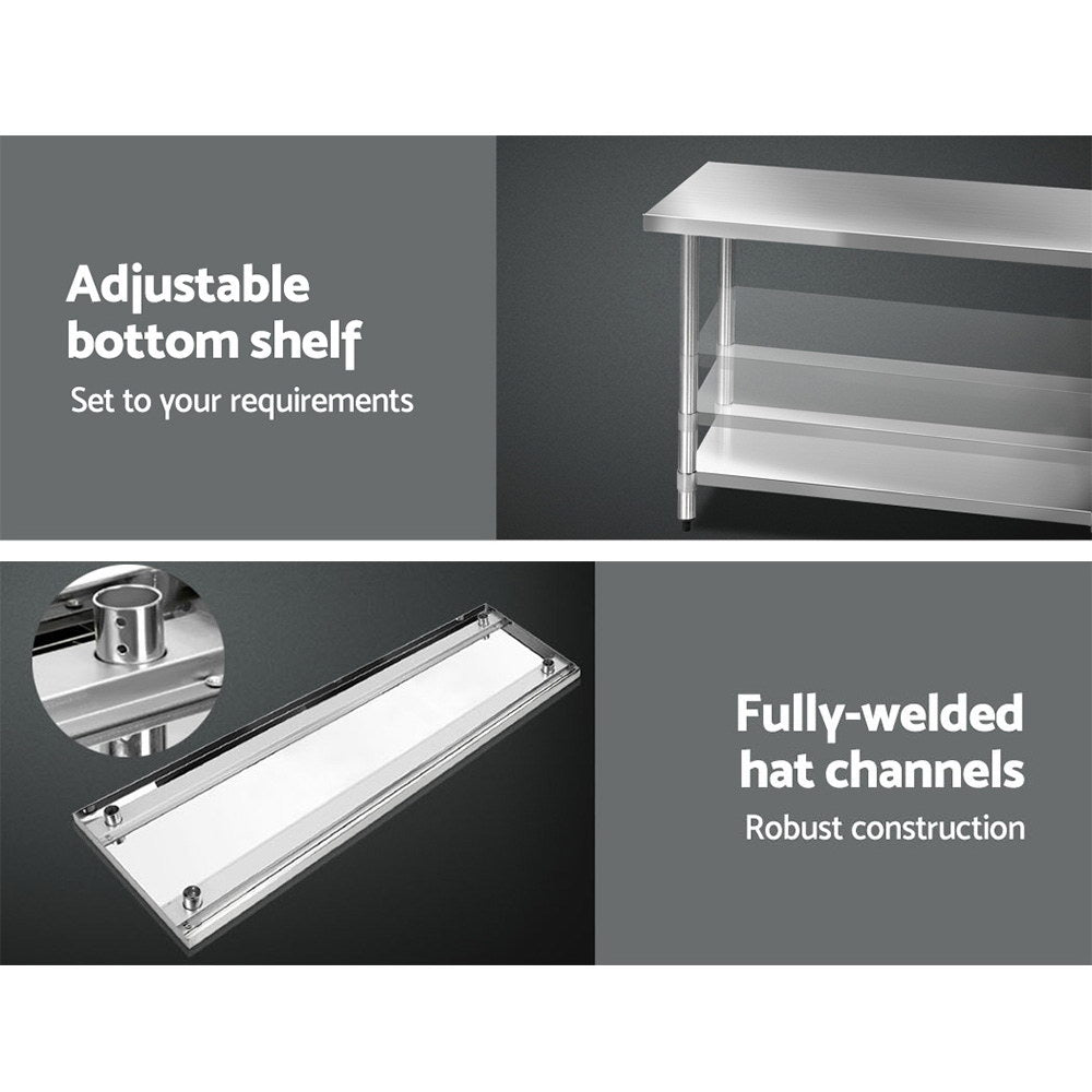 Sterling Stainless Steel Kitchen Bench – 183 cm