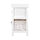 Set of 2 - Rustic Bedside Table Drawer with Basket - White